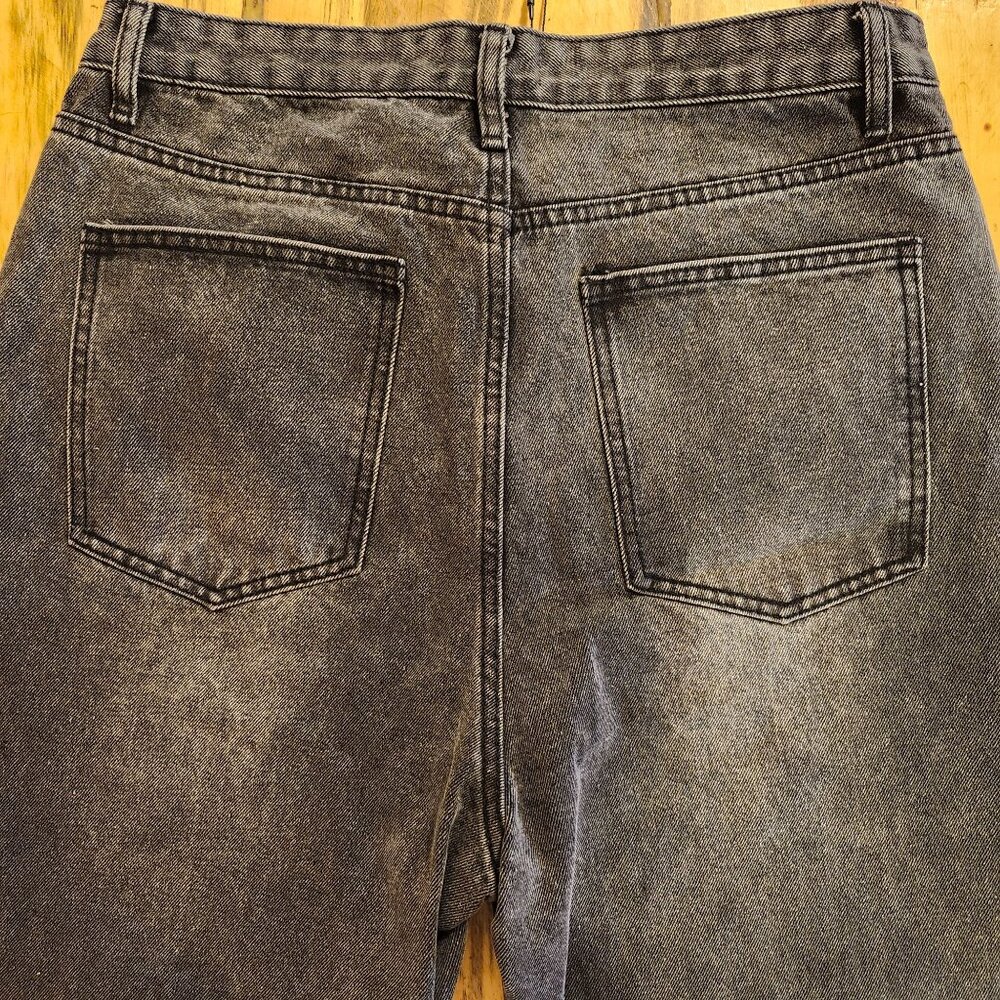 Micas Women's Size Large Asymmetric Waist Straight Leg Jeans Dark Grey New - Picture 10 of 10